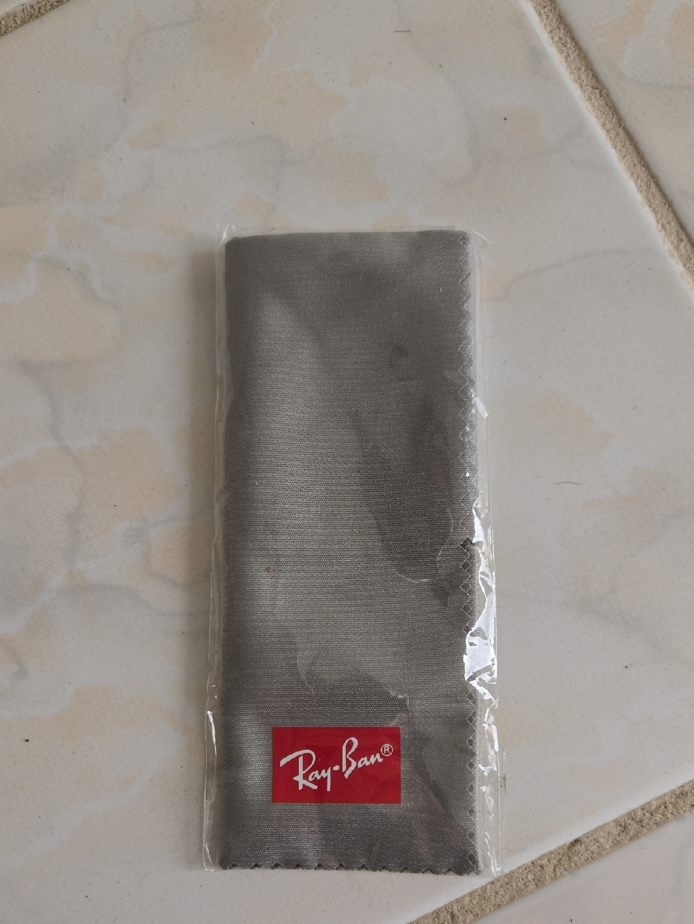 Ray-Ban Silver Gray Microfiber Cleaning Cloth with Red Logo